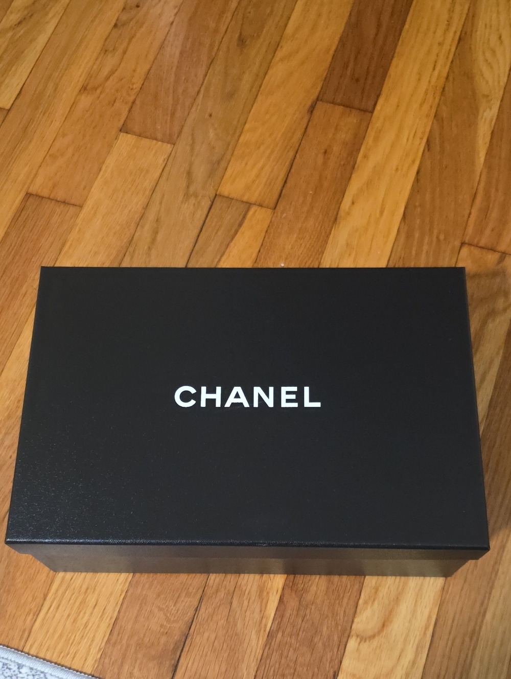 CHANEL Black Empty Box with White Logo.